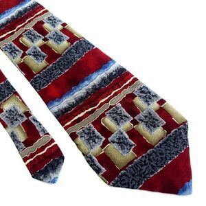 Jimmy V Red Abstract Print Jamal‎ Anderson Collection 4 Silk Tie